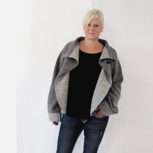 ebook schnittmuster damen jacke cardigan Wolljacke wolle Strick nähen anfänger Wendejacke Kapuze Stehkragen