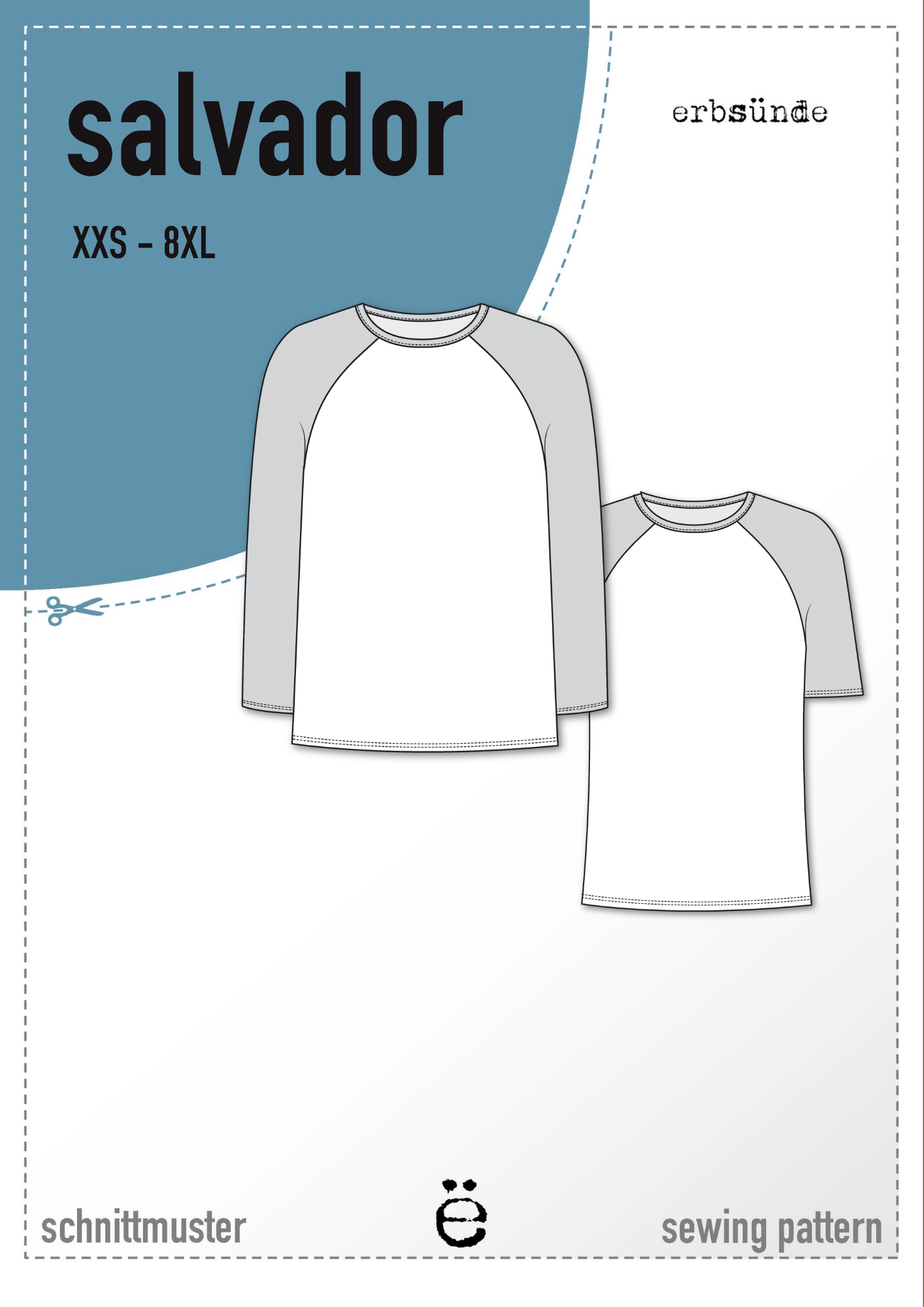 Papierschnitt Raglan Pullover Shirt SALVADOR (XXS–8XL)