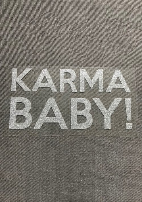 Bügelbild Karma baby silber statement