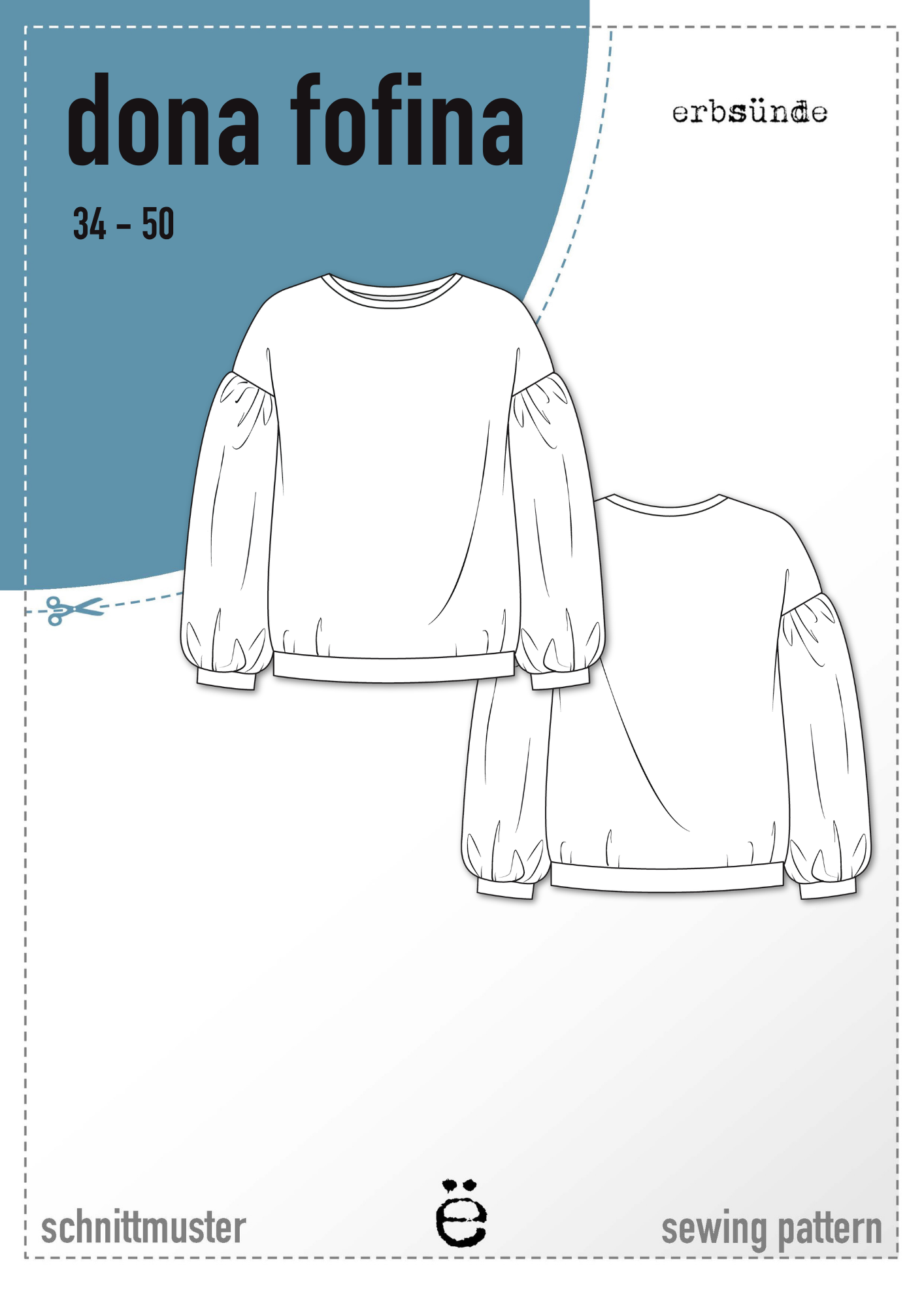 Papierschnitt Sweater mit Puffärmeln DONA FOFINA (34-50)