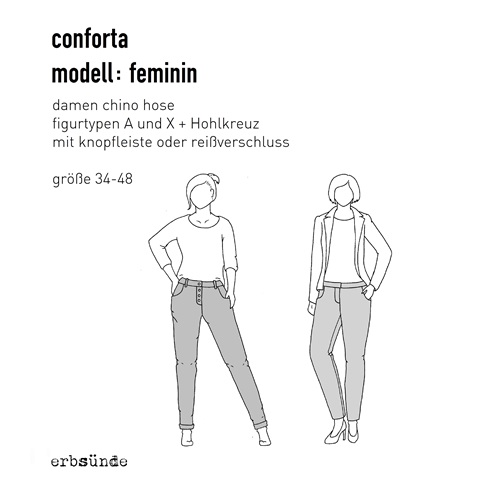Papierschnitt Chino Hose CONFORTA: feminin (34-48)
