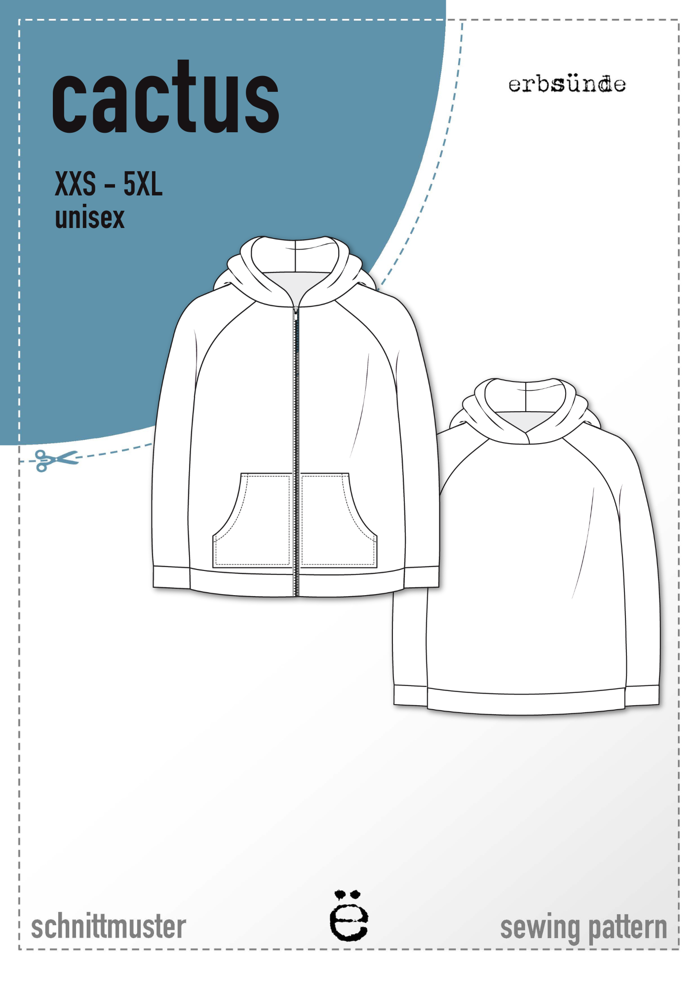 Papierschnitt unisex Hoodie, Sweatjacke CACTUS (XXS-5XL)