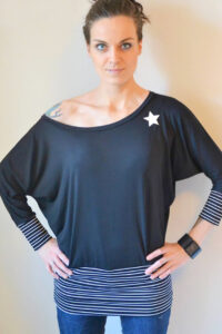 Damen Schnittmuster Kleid Shirt Pullover mit Fledermausärmeln erbsuende Gula