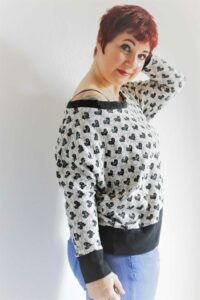 Damen Schnittmuster Kleid Shirt Pullover mit Fledermausärmeln erbsuende Gula