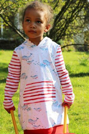 Schnittmuster Kinder Baby Kleid Ballonkleid Sweater Pullover Kapuzenpulli Volta erbsünde