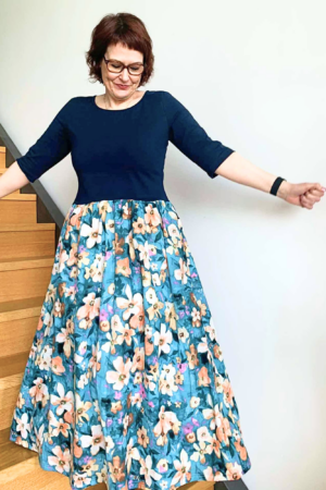 Schnittmuster Materialmix Kleid SUZANA (32-58)