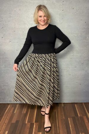 Schnittmuster Materialmix Kleid SUZANA (32-58)