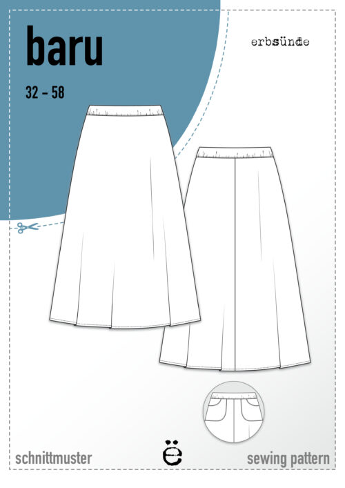 Paper Sewing Pattern Maxi Skirt BARU (EU 32-58)