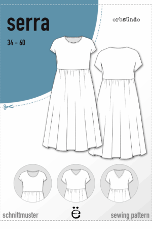 Papierschnitt Jerseykleid mit Halsausschnittvarianten SERRA (34-60)