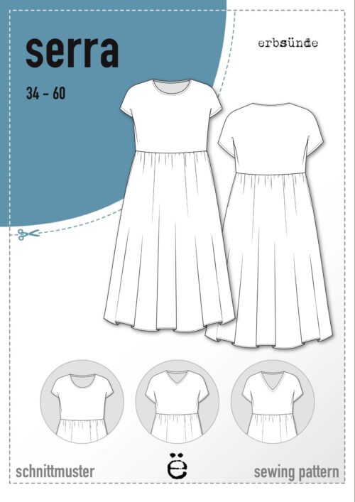 Papierschnitt Jerseykleid mit Halsausschnittvarianten SERRA (34-60)