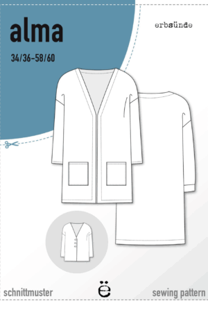 Papierschnitt einfacher Mantel in 3 Längen ALMA (34-60)