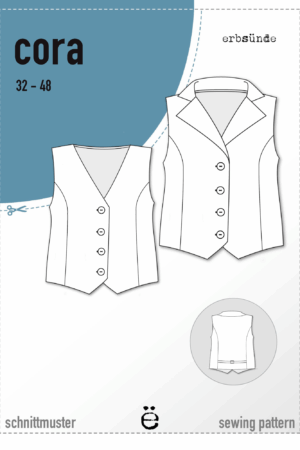 Papierschnitt Weste mit und ohne Kragen CORA (32-48)