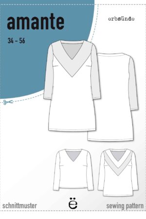 Papierschnitt Pullover, Kleid mit Einsätzen AMANTE (34-56)