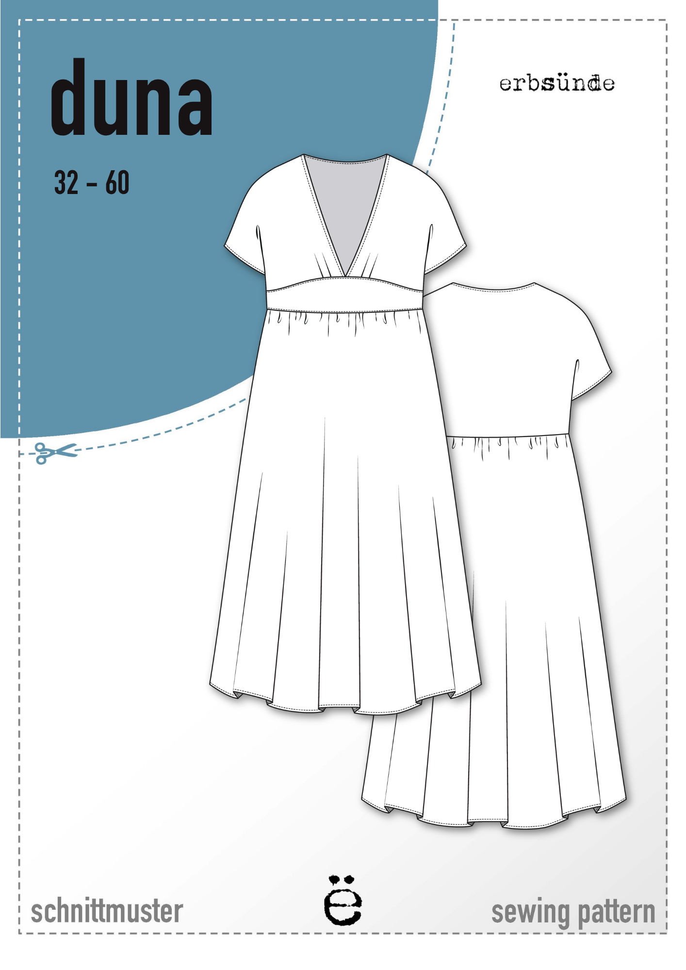 Papierschnitt Maxikleid mit tiefem V-Ausschnitt DUNA (32-60)