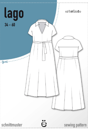 Papierschnitt Maxikleid mit V-Ausschnitt und Kragen LAGO (34-60)